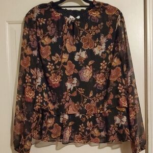 Floral Black and Brown Women's Top